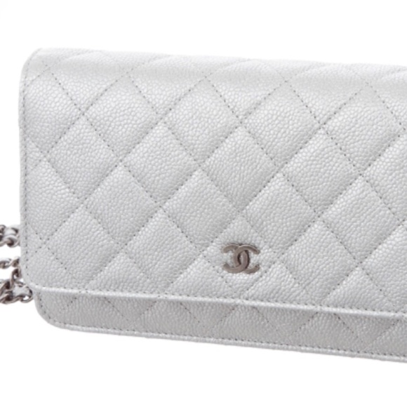 CHANEL Silver Caviar Ruthenium HW Wallet On Chain - Picture 7 of 16